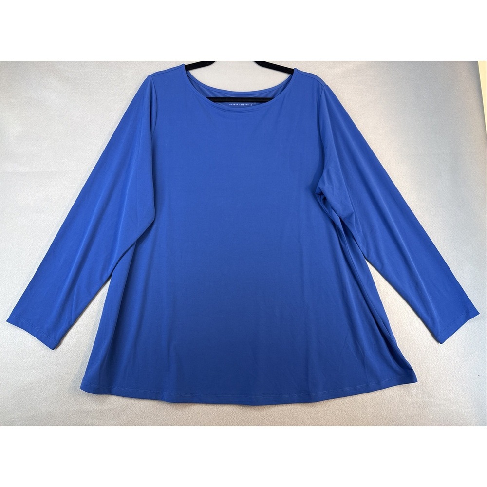 Susan Graver Modern Essentials Top. Women's Blouse Size 2XL In‎ Blue Longsleeve